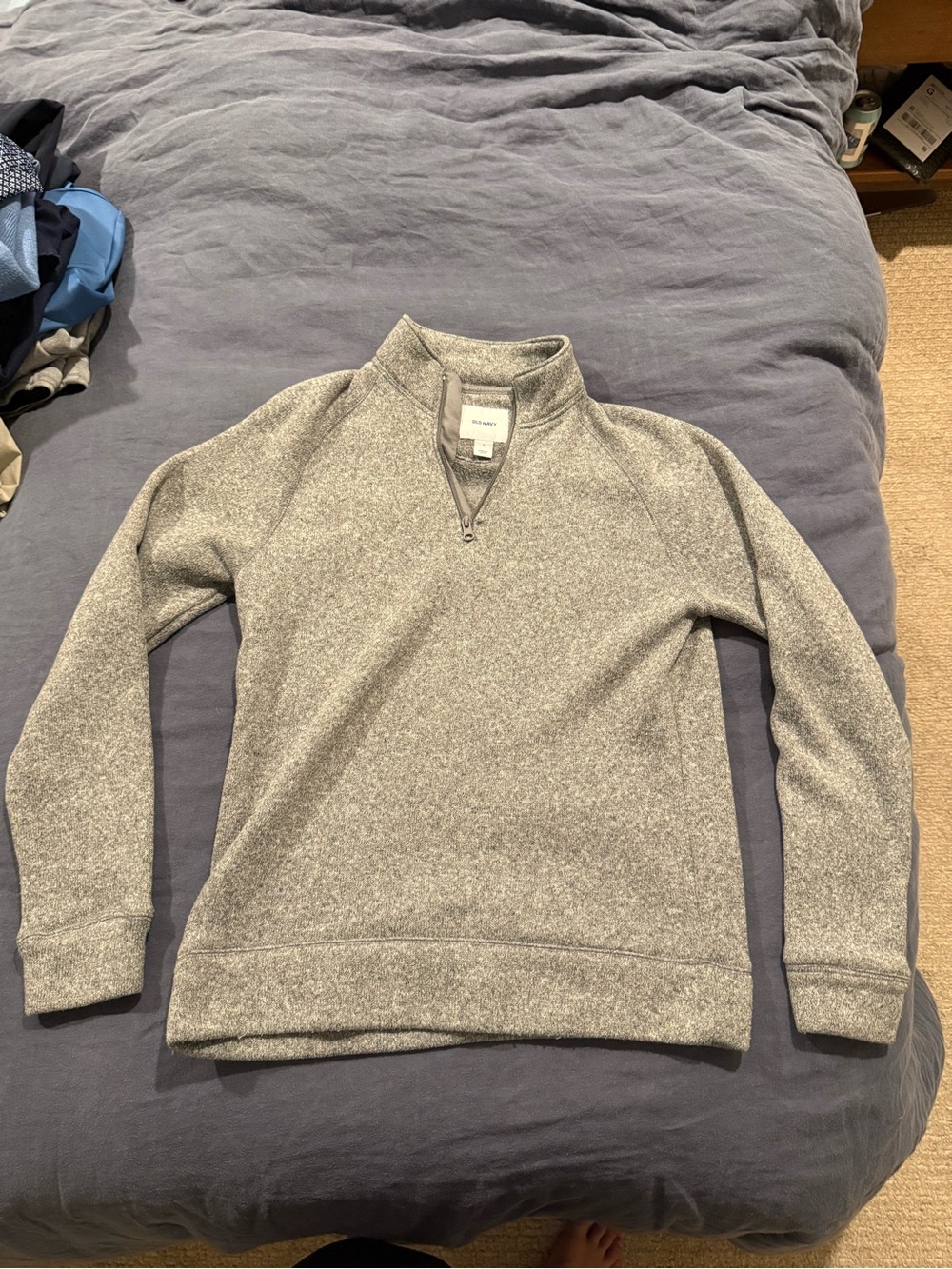 Old Navy Heather Gray Zip-Neck Pullover Sweater